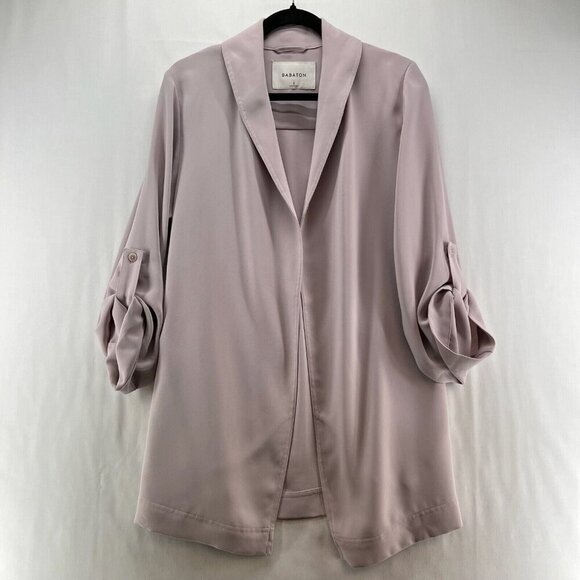 Babaton Blazer Womens Size S Open Front Drape Roll Tab Sleeve Gray/Pink - Picture 1 of 12